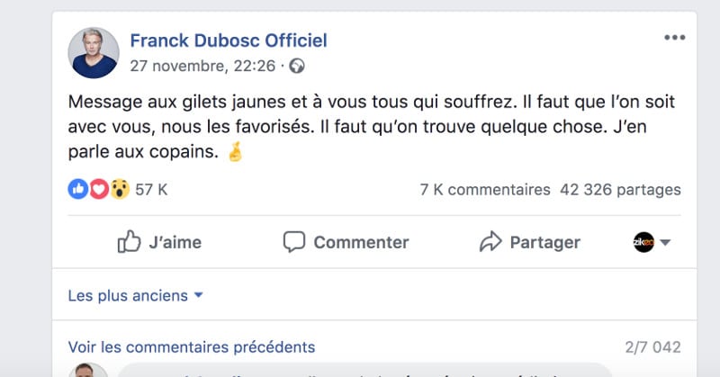 Franck Dubosc sur les Gilets Jaunes : « Il faut que l’on soit avec vous, nous les favorisés » 5