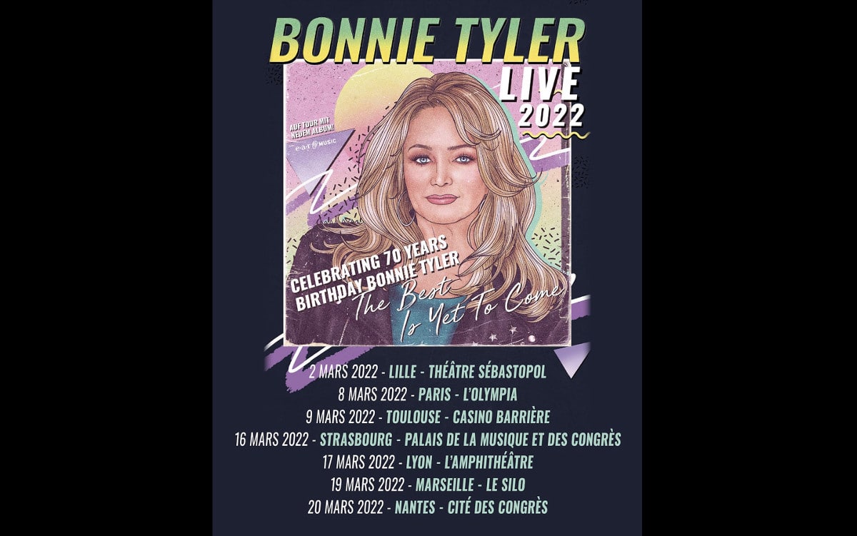 Bonnie Tyler en concert à Paris et en tournée en 2022