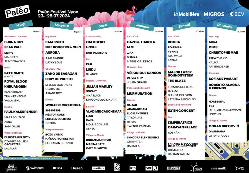 Programme Paléo 2024 47 Programme Paléo 2024 4